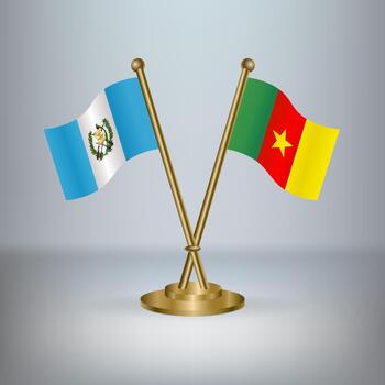 Guatemala and Cameroon table flag relation, with gradient background vector