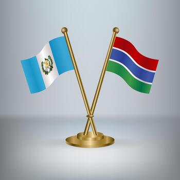 Guatemala and Gambia table flag relation, with gradient background vector