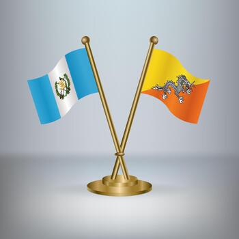 Guatemala and Bhutan table flag relation, with gradient background vector