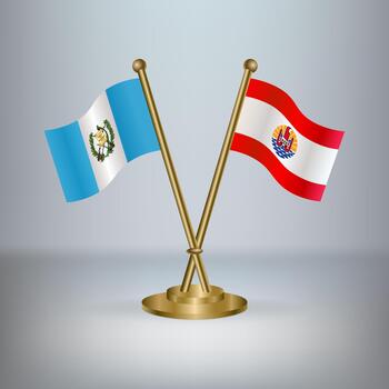 Guatemala and French Polynesia table flag relation, with gradient background vector