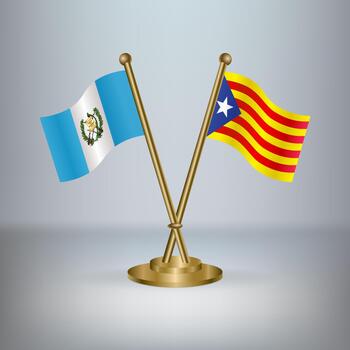 Guatemala and Catalonia table flag relation, with gradient background vector