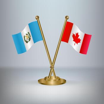 Guatemala and Canada table flag relation, with gradient background vector