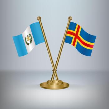 Guatemala and Aland Islands table flag relation, with gradient background vector