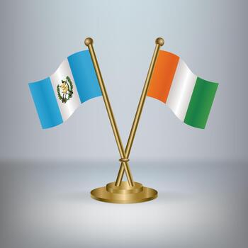 Guatemala and Cote D'Ivoire table flag relation, with gradient background vector