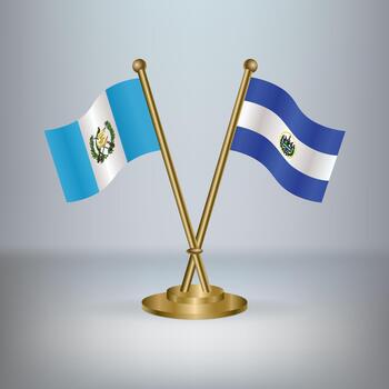 Guatemala and El Salvador table flag relation, with gradient background vector