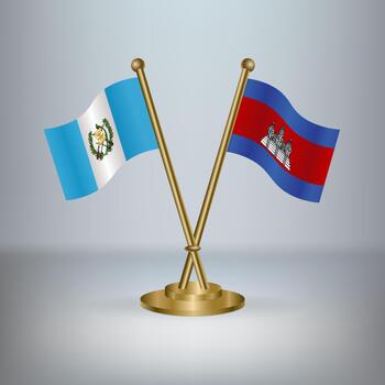 Guatemala and Cambodia table flag relation, with gradient background vector