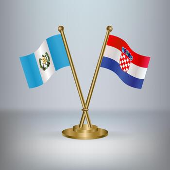 Guatemala and Croatia table flag relation, with gradient background vector