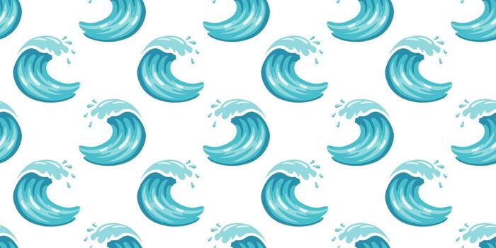sin costura modelo con dibujos animados Oceano olas en blanco antecedentes. ligero verano diseño para envase, textiles y playa productos vector