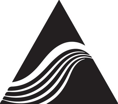 Abstract black triangle with dynamic white flowing lines representing growth, data flow, progress, stability, and modern design principles vector