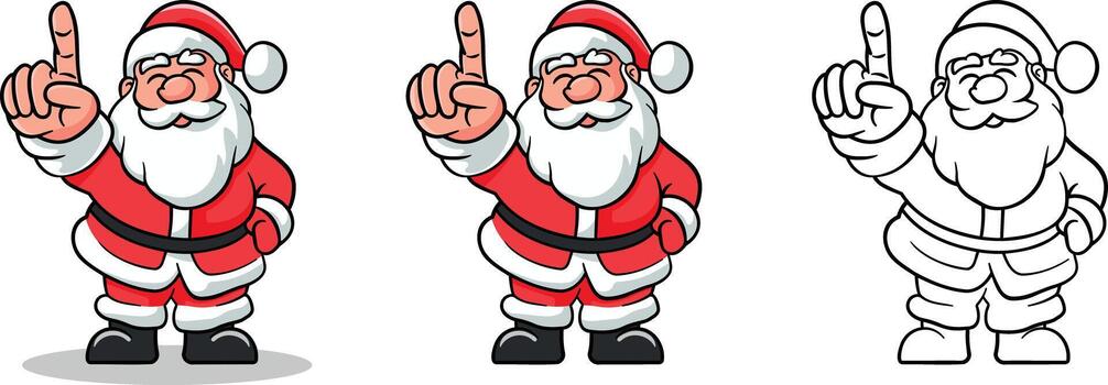 Papa Noel claus icono conjunto señalando su índice dedo arriba sin antecedentes vector