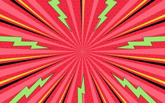 Pop art comic background. Comic book background with thunder and lightning in halftone style. vector