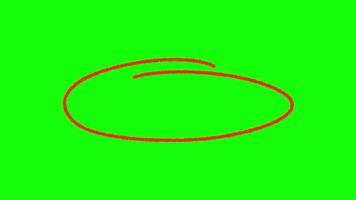 vermelho oval círculo marcador animação ciclo isolado em verde fundo. video