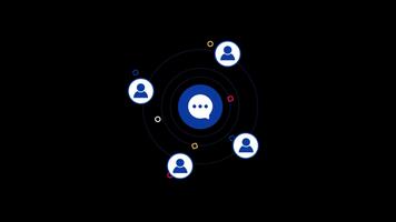 Global Network Communication and Connection Hub Icon Animation on Black Background. video