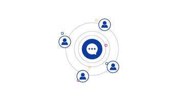 Global Network Communication and Connection Hub Icon Animation on White Background. video