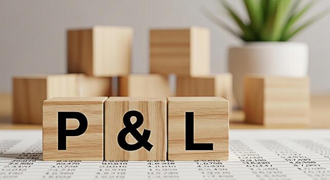 Wooden blocks displaying P L on a financial report in a bright office representing profit and loss analysis business performance and financial statement review for strategic decisionmaking photo