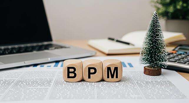 de madera bloques mostrando bpm en un financiero reporte en un moderno oficina ajuste simbolizando negocio proceso administración y eficiencia con un toque de fiesta espíritu transporte un mensaje de estratégico pla foto