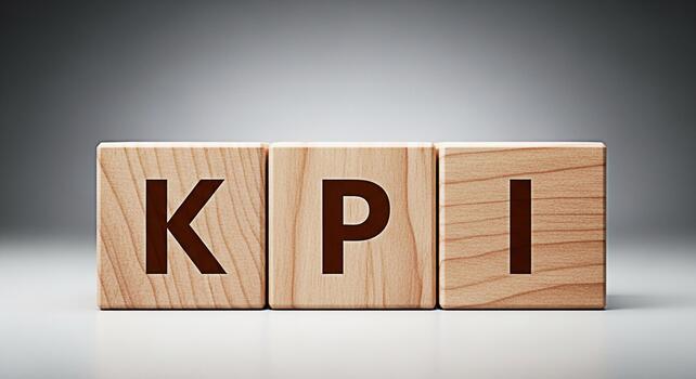 Wooden blocks displaying KPI acronym on a white surface representing key performance indicators in a business setting symbolizing success and strategic planning for achieving goals and measuring progr photo