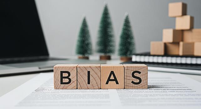Wooden blocks spelling BIAS sitting on a contract in a modern office setting symbolizing the importance of objectivity and fairness in business decisions and promoting an unbiased and ethical work env photo
