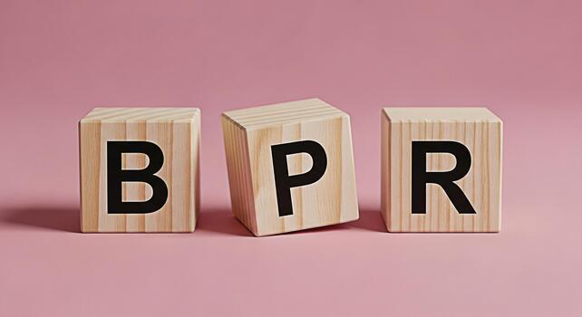 de madera bloques mostrando bpr en un rosado superficie simbolizando negocio proceso reingeniería destacando eficiencia y mejoramiento en un minimalista y moderno ajuste transporte un mensaje de estratégico yo foto