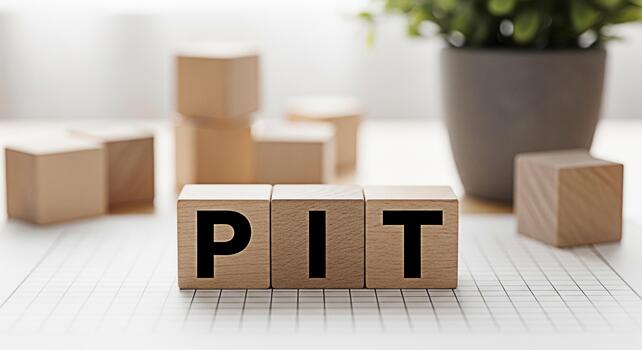 de madera bloques mostrando el palabra pozo en un cuadriculado superficie en un brillante minimalista oficina ajuste simbolizando retos oportunidades y el potencial para crecimiento y superar obstáculos foto