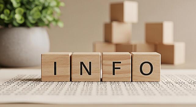 Wooden blocks spelling INFO on a spreadsheet in a bright office setting symbolizing knowledge data analysis and the importance of information in decisionmaking for business and financial success photo