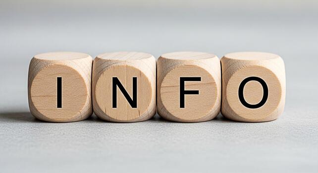 Wooden blocks spelling INFO on a gray surface providing essential information and knowledge creating a sense of clarity and understanding in a simple informative presentation photo