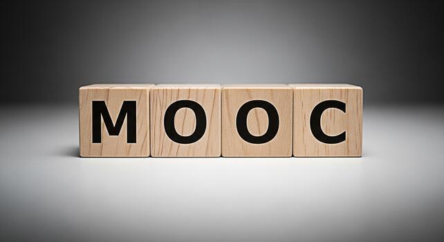 Wooden blocks spelling MOOC on a white surface symbolizing accessible education and online learning in a modern educational environment promoting knowledge and skill development for career advancement photo