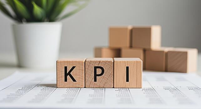 Wooden blocks spelling KPI on a financial report in a bright office representing key performance indicators and business success with a focus on datadriven decisionmaking and strategic planning photo
