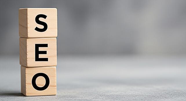 Wooden blocks stacked vertically displaying SEO in a minimalist studio setting representing search engine optimization digital marketing strategy and the importance of online visibility for business g photo