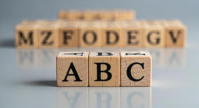 Wooden alphabet blocks displaying ABC in a studio setting symbolizing the fundamentals of learning and education fostering a sense of curiosity and foundational knowledge for children and adults alike photo