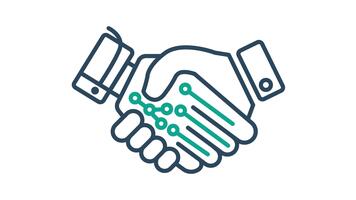 Handshake icon animation. icon related to intelligent automation. Alpha channel, transparent background video