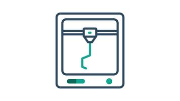 3d utskrift ikon animation. modern tillsats tillverkning och digital prototyping symbol. alfa kanal, transparent bakgrund video