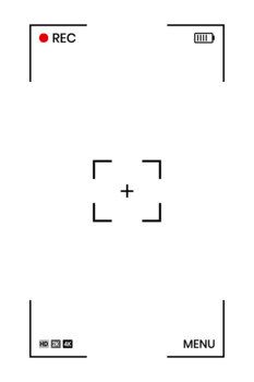 Camera Viewfinder Interface with REC and Battery Indicator on Transparent Background png