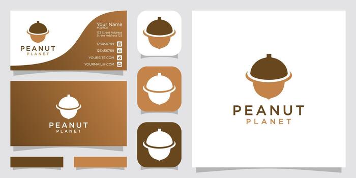 modern and simple combination peanut, nut and planet, orbit design. design inspiration business card and icon app vector