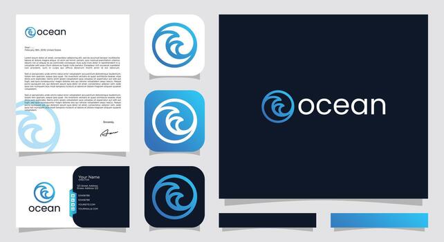 modern and simple circle wave ocean design. design inspiration business card and icon app vector