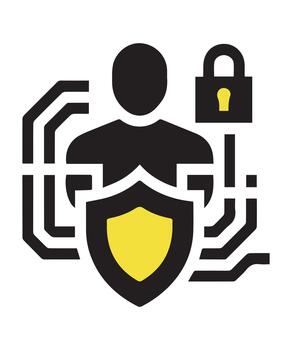 Digital security icon with person, shield, and lock vector