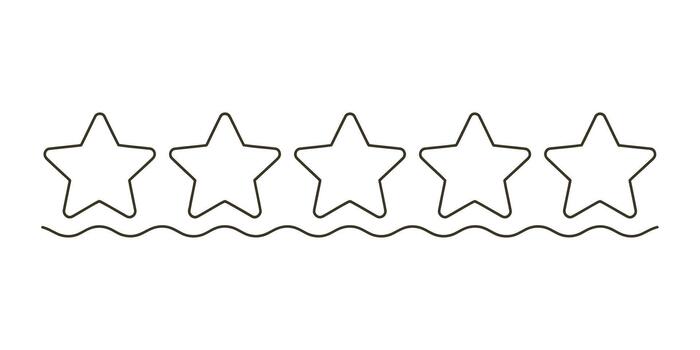 Five empty outline stars and wavy line for rating and feedback concept vector