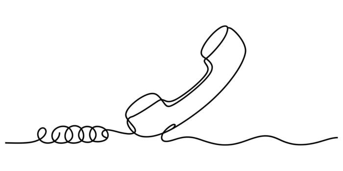 Continuous line drawing of a telephone receiver for communication vector
