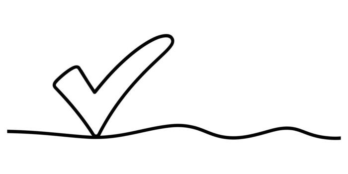 Doodle style tick mark for task completion and positive status. vector