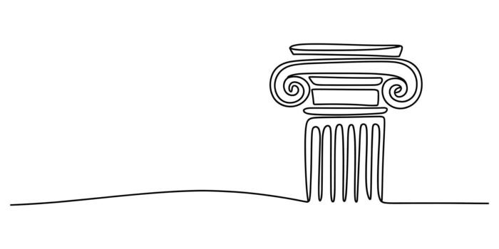 Continuous line art drawing of an ancient greek ionic column vector