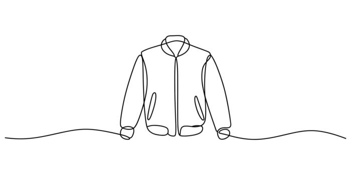 Single continuous line drawing of a jacket, minimalist style design vector