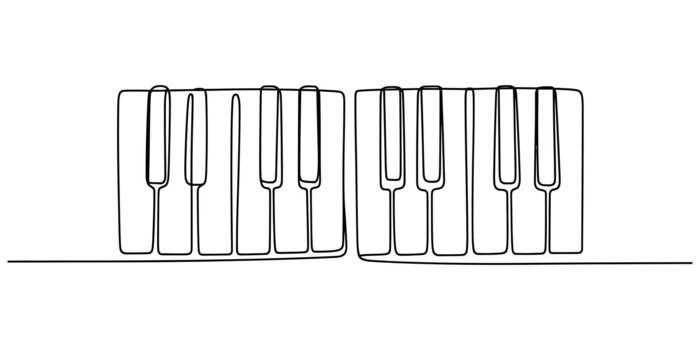 Abstract continuous line drawing of piano keys music concept vector