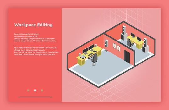 isometric workspace editing illustration vector
