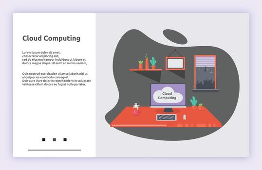 Cloud computing office setup illustration vector