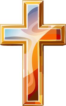 A cross with a colorful background vector