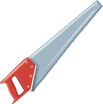 A saw with a red handle and a gray handle vector