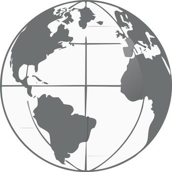 A globe with a map of the world on it vector