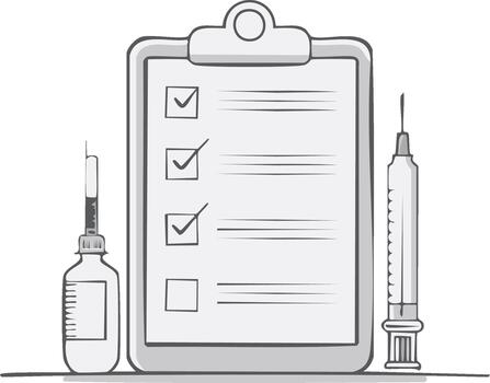 A clipboard with a syringe and a checklist vector