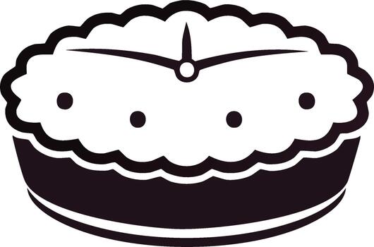 A pie with a clock on top of it vector