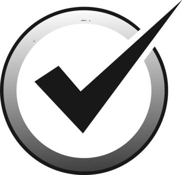 A check mark in a circle on a white background vector